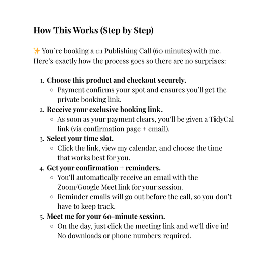 1:1 Publishing Call – 60 min