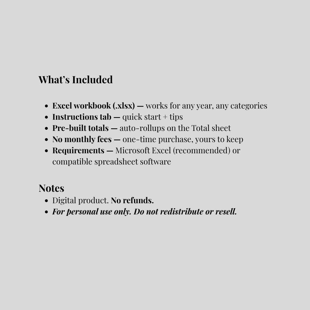 Financial Tracker (Digital Download)