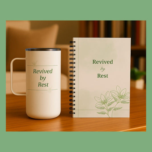 Revived by Rest 31-Day Healing Journal (Spiral Bound) w/20oz Tumbler
