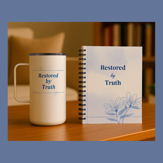 Restored by Truth 31-Day Healing Journal (Spiral Bound) w/20oz Tumbler